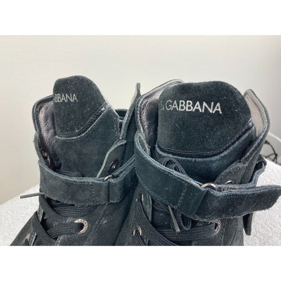 Dolce & Gabbana Black Suede Leather Hightop Sneakers 8 - Picture 3 of 8